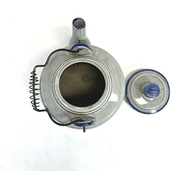 Vintage Gray Ceramic Porcelain Teapot with Wire Handle, Home Sweet Home, Japan - Picture 5 of 7